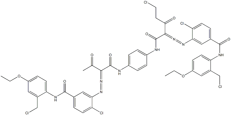 3,3'-[2-(Chloromethyl)-1,4-phenylenebis[iminocarbonyl(acetylmethylene)azo]]bis[N-[2-(chloromethyl)-4-ethoxyphenyl]-4-chlorobenzamide] 结构式