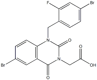 1-(4-Bromo-2-fluorobenzyl)-1,2,3,4-tetrahydro-6-bromo-2,4-dioxoquinazoline-3-acetic acid 结构式