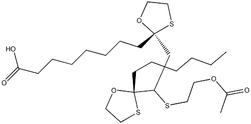 8-[(2R)-2-[2-[(2-Acetyloxyethyl)thio]-2-[(2S)-2-hexyl-1,3-oxathiolan-2-yl]ethyl]-1,3-oxathiolan-2-yl]octanoic acid 结构式