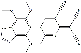 4,6,7-Trimethoxy-5-[[2-methyl-5-cyano-3,6-dihydro-6-(dicyanomethylene)pyridin]-3-yl]benzofuran 结构式