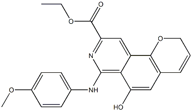 6-Hydroxy-7-(p-methoxyphenylamino)-2H-pyrano[2,3-f]isoquinoline-9-carboxylic acid ethyl ester 结构式