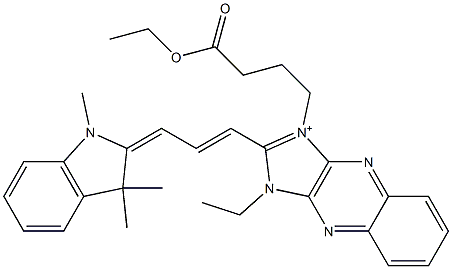 3-(3-Ethoxycarbonylpropyl)-1-ethyl-2-[3-[[2,3-dihydro-1,3,3-trimethyl-1H-indol]-2-ylidene]-1-propenyl]-1H-imidazo[4,5-b]quinoxalin-3-ium 结构式