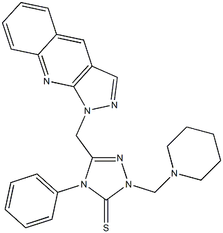 1-[[[2-(Piperidinomethyl)-3-thioxo-4-phenyl-2,3-dihydro-4H-1,2,4-triazol]-5-yl]methyl]-1H-pyrazolo[3,4-b]quinoline 结构式