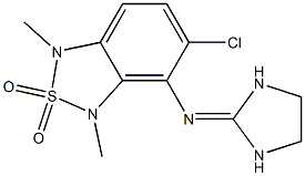 1,3-Dihydro-1,3-dimethyl-5-chloro-4-(imidazolidin-2-ylideneamino)-2,1,3-benzothiadiazole 2,2-dioxide 结构式