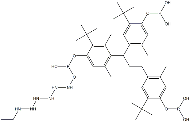 [3-Methyl-1,1,3-propanetriyltris(2-tert-butyl-5-methyl-4,1-phenyleneoxy)]tris(phosphonous acid)hexaoctyl ester 结构式