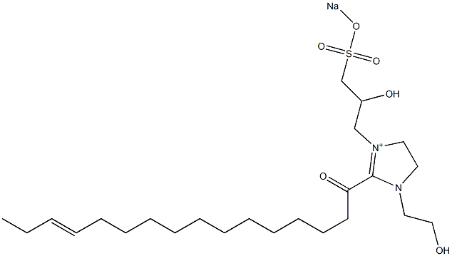 1-(2-Hydroxyethyl)-3-[2-hydroxy-3-(sodiooxysulfonyl)propyl]-2-(13-hexadecenoyl)-2-imidazoline-3-ium 结构式