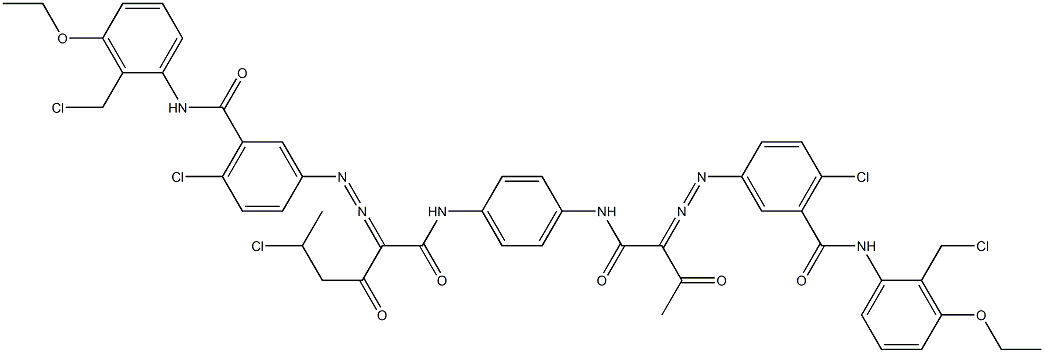 3,3'-[2-(1-Chloroethyl)-1,4-phenylenebis[iminocarbonyl(acetylmethylene)azo]]bis[N-[2-(chloromethyl)-3-ethoxyphenyl]-6-chlorobenzamide] 结构式