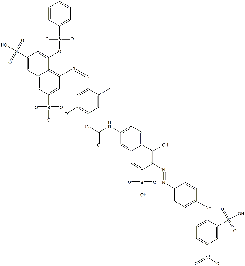 4-[[4-[[[[5-Hydroxy-6-[[4-[(4-nitro-2-sulfophenyl)amino]phenyl]azo]-7-sulfo-2-naphthalenyl]amino]carbonyl]amino]-5-methoxy-2-methylphenyl]azo]-5-(phenylsulfonyl)oxy-2,7-naphthalenedisulfonic acid 结构式
