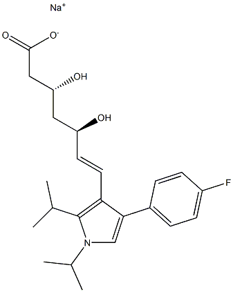 (3R,5R,6E)-3,5-Dihydroxy-7-[1,2-diisopropyl-4-(4-fluorophenyl)-1H-pyrrol-3-yl]-6-heptenoic acid sodium salt 结构式