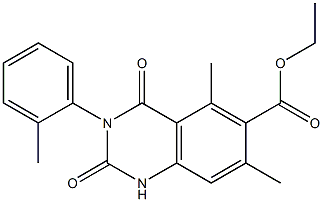 1,2,3,4-Tetrahydro-3-(2-methylphenyl)-5,7-dimethyl-2,4-dioxoquinazoline-6-carboxylic acid ethyl ester 结构式