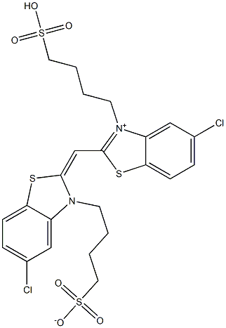 4-[[5-Chloro-2-[[5-chloro-3-(4-sulfonatobutyl)benzothiazolin-2-ylidene]methyl]benzothiazol-3-ium]-3-yl]butane-1-sulfonic acid 结构式