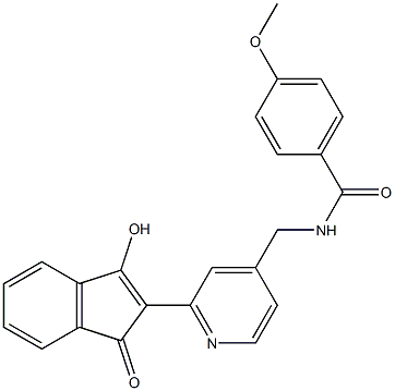 1-Hydroxy-2-[4-(4-methoxybenzoylaminomethyl)-2-pyridyl]-3H-inden-3-one 结构式