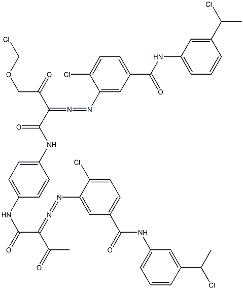 3,3'-[2-(Chloromethoxy)-1,4-phenylenebis[iminocarbonyl(acetylmethylene)azo]]bis[N-[3-(1-chloroethyl)phenyl]-4-chlorobenzamide] 结构式