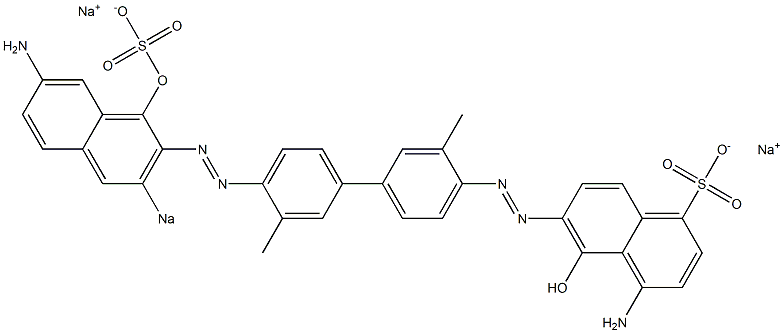 4-Amino-6-[[4'-[(7-amino-1-hydroxy-3-sodiosulfo-2-naphthalenyl)azo]-3,3'-dimethyl-1,1'-biphenyl-4-yl]azo]-5-hydroxynaphthalene-1-sulfonic acid sodium salt 结构式