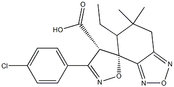 (4S,5S)-6',7'-Dihydro-6',6'-dimethyl-3-(4-chlorophenyl)spiro[isoxazole-5(4H),4'(5'H)-[2,1,3]benzoxadiazole]-4-carboxylic acid ethyl ester 结构式