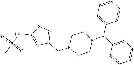 4-[(4-Diphenylmethyl-1-piperazinyl)methyl]-N-methylsulfonyl-2-thiazolamine 结构式