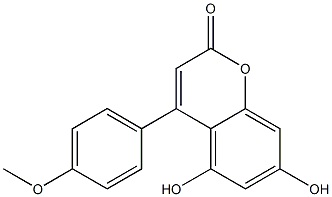 4-(4-Methoxyphenyl)-5,7-dihydroxy-2H-1-benzopyran-2-one 结构式