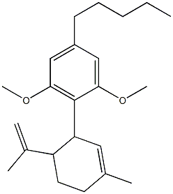 2-[3-Methyl-6-(1-methylethenyl)-2-cyclohexenyl]-1,3-dimethoxy-5-pentylbenzene 结构式