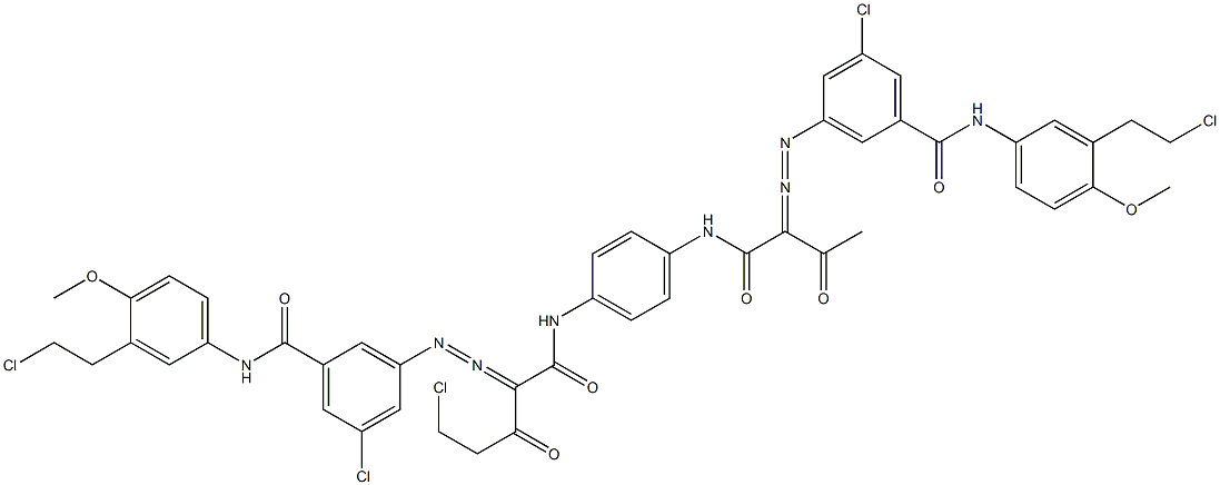 3,3'-[2-(Chloromethyl)-1,4-phenylenebis[iminocarbonyl(acetylmethylene)azo]]bis[N-[3-(2-chloroethyl)-4-methoxyphenyl]-5-chlorobenzamide] 结构式