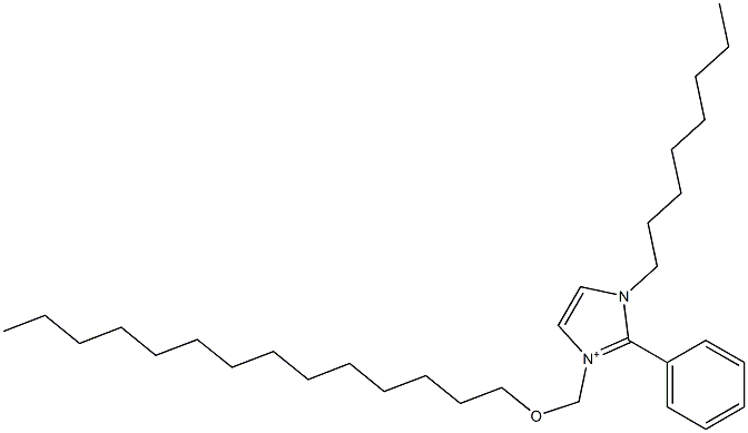 1-Octyl-2-phenyl-3-[(tetradecyloxy)methyl]-1H-imidazol-3-ium 结构式