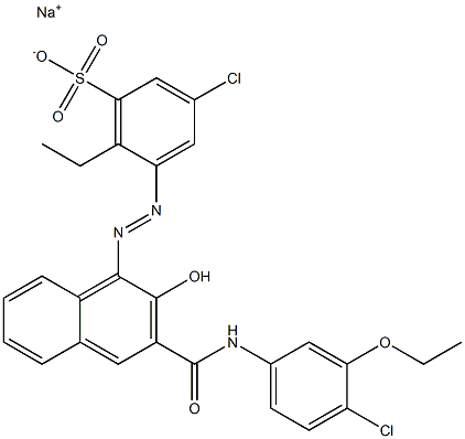 3-Chloro-6-ethyl-5-[[3-[[(4-chloro-3-ethoxyphenyl)amino]carbonyl]-2-hydroxy-1-naphtyl]azo]benzenesulfonic acid sodium salt 结构式