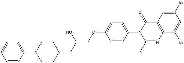6,8-Dibromo-3-[4-[2-hydroxy-3-(4-phenyl-1-piperazinyl)propoxy]phenyl]-2-methylquinazolin-4(3H)-one 结构式
