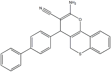 2-Amino-4-[4-phenylphenyl]-4H,5H-[1]benzothiopyrano[4,3-b]pyran-3-carbonitrile 结构式