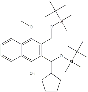 3-[Cyclopentyl[(tert-butyldimethylsilyl)oxy]methyl]-2-[[(tert-butyldimethylsilyl)oxy]methyl]-1-methoxynaphthalen-4-ol 结构式