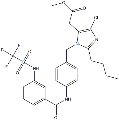 2-Butyl-4-chloro-1-[4-[3-(trifluoromethylsulfonylamino)benzoylamino]benzyl]-1H-imidazole-5-acetic acid methyl ester 结构式