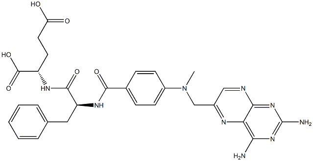 N-[N-[4-[[(2,4-Diaminopteridin-6-yl)methyl]methylamino]benzoyl]-3-phenyl-L-alanyl]-L-glutamic acid 结构式