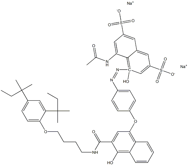 4-[4-(8-Acetamido-1-hydroxy-3,6-disulfonaphthylazo)phenoxy]-N-[4-(2,4-di-tert-pentylphenoxy)butyl]-1-hydroxy-2-naphthamide disodium salt 结构式