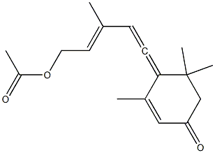 4-[(3E)-3-Methyl-5-(acetoxy)-1,3-pentadien-1-ylidene]-3,5,5-trimethyl-2-cyclohexen-1-one 结构式