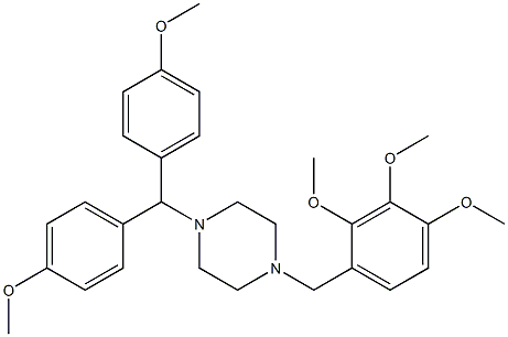 1-[Bis(4-methoxyphenyl)methyl]-4-(2,3,4-trimethoxybenzyl)piperazine 结构式