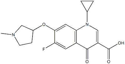 7-[(1-Methyl-3-pyrrolidinyl)oxy]-1-cyclopropyl-6-fluoro-1,4-dihydro-4-oxoquinoline-3-carboxylic acid 结构式