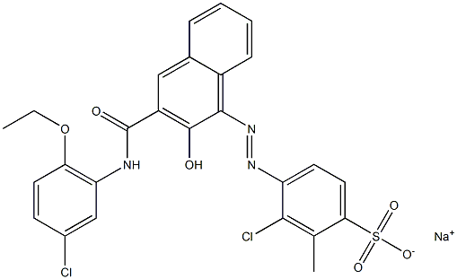 3-Chloro-2-methyl-4-[[3-[[(3-chloro-6-ethoxyphenyl)amino]carbonyl]-2-hydroxy-1-naphtyl]azo]benzenesulfonic acid sodium salt 结构式