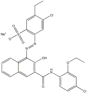 4-Chloro-3-ethyl-6-[[3-[[(4-chloro-2-ethoxyphenyl)amino]carbonyl]-2-hydroxy-1-naphtyl]azo]benzenesulfonic acid sodium salt 结构式