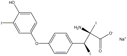 (2R,3S)-2-Amino-3-[4-(4-hydroxy-3-iodophenoxy)phenyl]-2,3-diiodopropanoic acid sodium salt 结构式