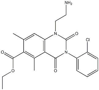 1,2,3,4-Tetrahydro-3-(2-chlorophenyl)-1-(2-aminoethyl)-5,7-dimethyl-2,4-dioxoquinazoline-6-carboxylic acid ethyl ester 结构式