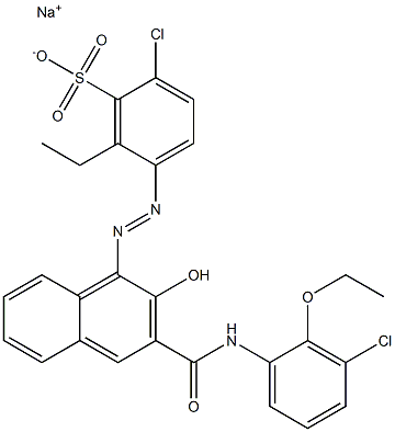 2-Chloro-6-ethyl-5-[[3-[[(3-chloro-2-ethoxyphenyl)amino]carbonyl]-2-hydroxy-1-naphtyl]azo]benzenesulfonic acid sodium salt 结构式