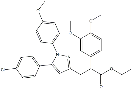 2-(3,4-Dimethoxyphenyl)-3-[[1-(4-methoxyphenyl)-5-(4-chlorophenyl)-1H-pyrazol]-3-yl]propanoic acid ethyl ester 结构式