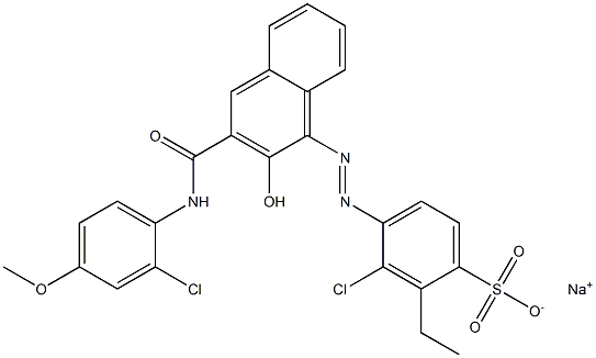3-Chloro-2-ethyl-4-[[3-[[(2-chloro-4-methoxyphenyl)amino]carbonyl]-2-hydroxy-1-naphtyl]azo]benzenesulfonic acid sodium salt 结构式