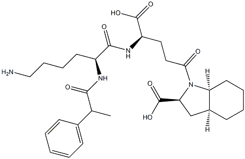 (2S,3aS,7aS)-Octahydro-1-[(4R)-4-[[(2S)-6-amino-2-[2-phenylpropanoylamino]hexanoyl]amino]-4-carboxybutyryl]-1H-indole-2-carboxylic acid 结构式