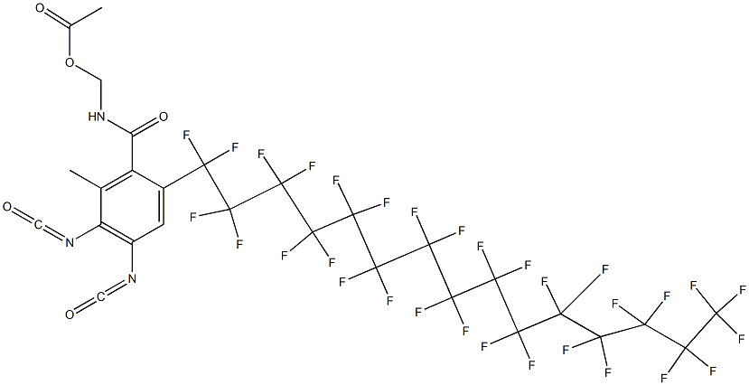 N-(Acetyloxymethyl)-2-(hentriacontafluoropentadecyl)-4,5-diisocyanato-6-methylbenzamide 结构式