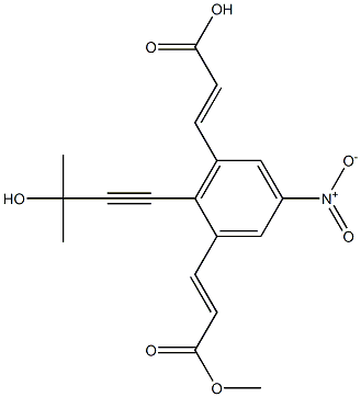 3,3'-[2-(3-Hydroxy-3-methyl-1-butynyl)-5-nitro-1,3-phenylene]bis(acrylic acid methyl) ester 结构式