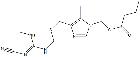 Butyric acid [4-[[[(2-cyano-3-methylguanidino)methyl]thio]methyl]-5-methyl-1H-imidazol-1-yl]methyl ester 结构式