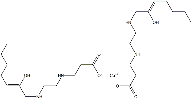 Bis[3-[N-[2-[N-(2-hydroxy-2-heptenyl)amino]ethyl]amino]propionic acid]calcium salt 结构式