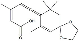 (2Z)-5-(7,9,9-Trimethyl-1,4-dioxaspiro[4.5]dec-6-en-8-ylidene)-3-methyl-2,4-pentadienoic acid 结构式