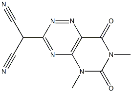 (5,7-Dimethyl-6,8-dioxo-5,6,7,8-tetrahydropyrimido[4,5-e]-as-triazin-3-yl)malononitrile 结构式