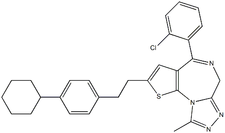 4-(2-Chlorophenyl)-2-[2-(4-cyclohexylphenyl)ethyl]-9-methyl-6H-thieno[3,2-f][1,2,4]triazolo[4,3-a][1,4]diazepine 结构式