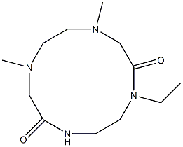 4,7-Dimethyl-10-ethyl-1,4,7,10-tetraazacyclododecane-2,9-dione 结构式